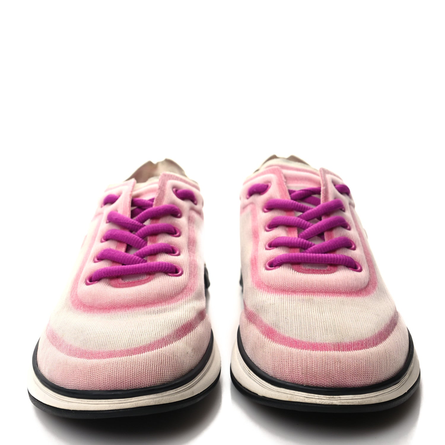 Chanel Mesh Lycra Womens CC Sneakers 37 White Pink 2 of 7
