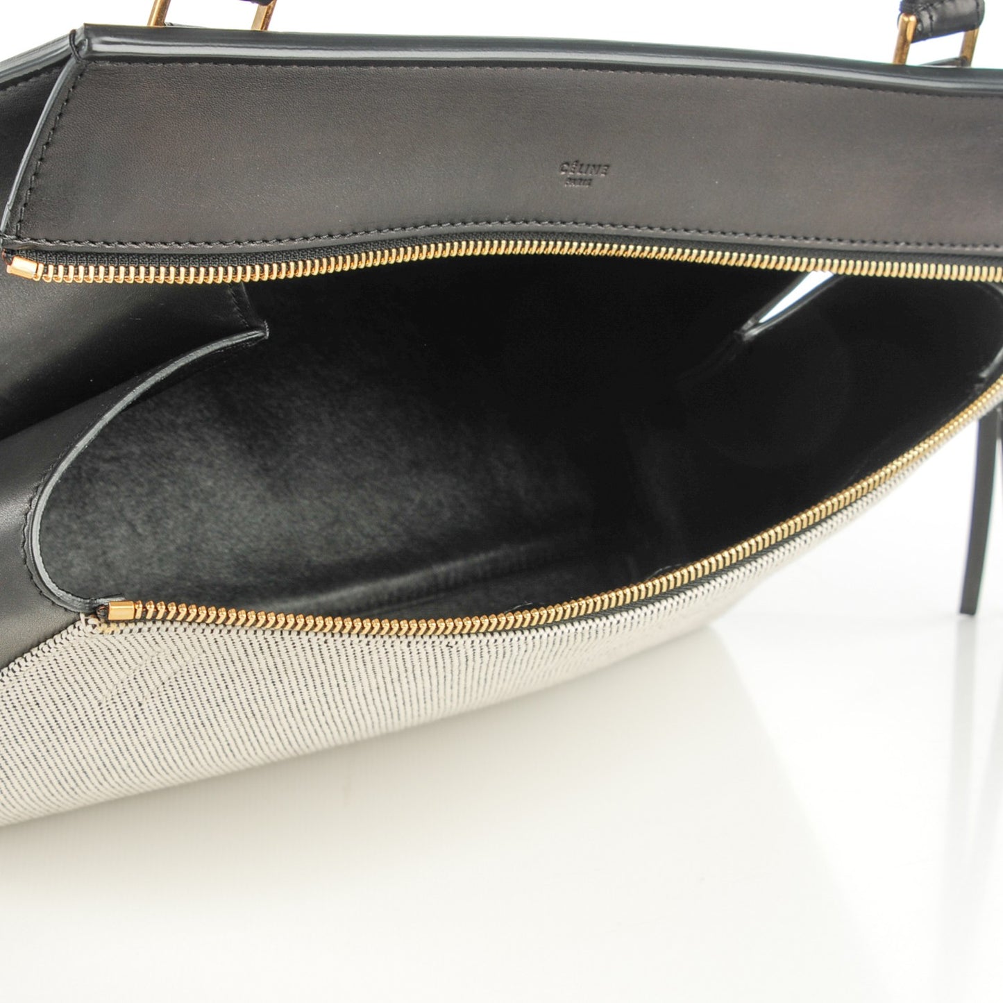 Canvas Calfskin Small Bi-Color Edge Shoulder Bag Black