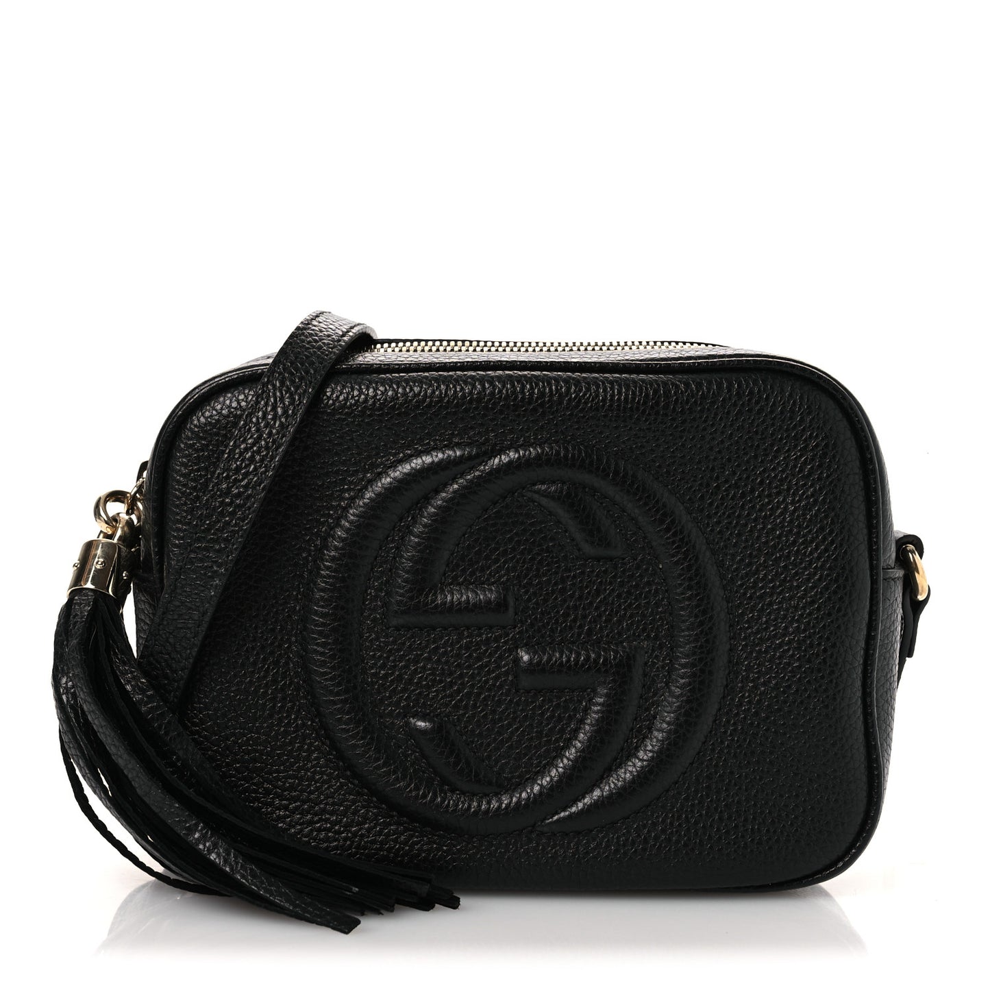 Pebbled Calfskin Small Soho Disco Bag Black