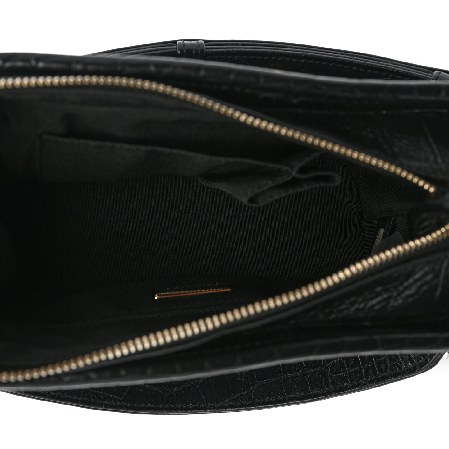 Calfskin Crocodile Embossed Small Gabrielle Cocodile Hobo Black