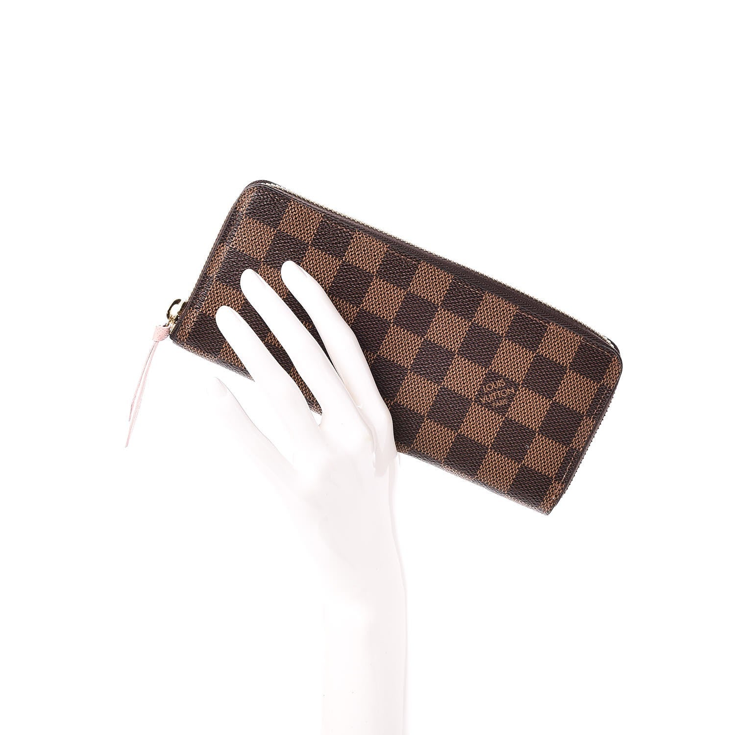 Louis Vuitton Damier Ebene Clemence Wallet Rose Ballerine 2 of 8