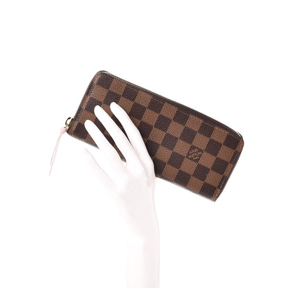 Louis Vuitton Damier Ebene Clemence Wallet Rose Ballerine 2 of 8
