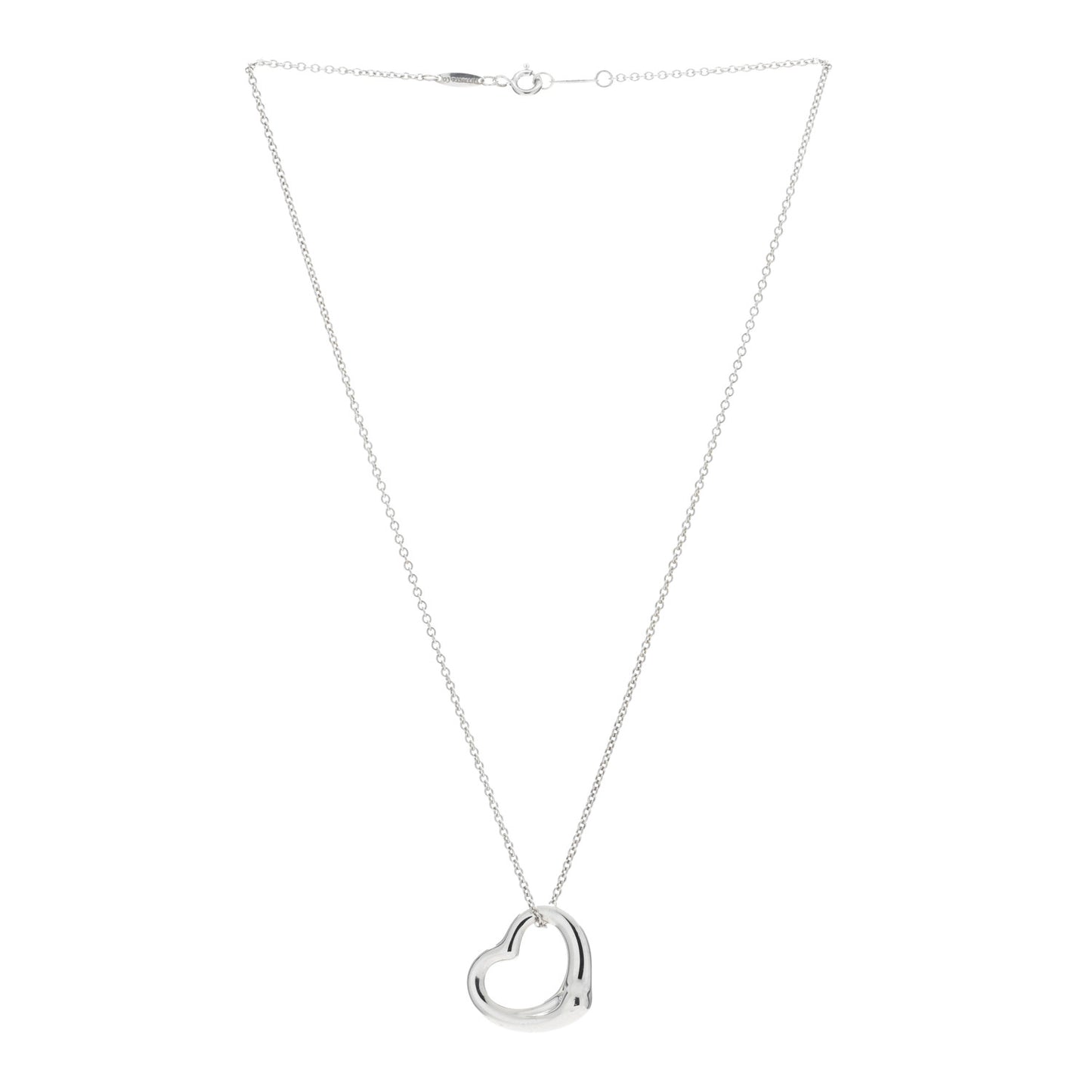 Sterling Silver 22mm Elsa Peretti Open Heart Pendant Necklace