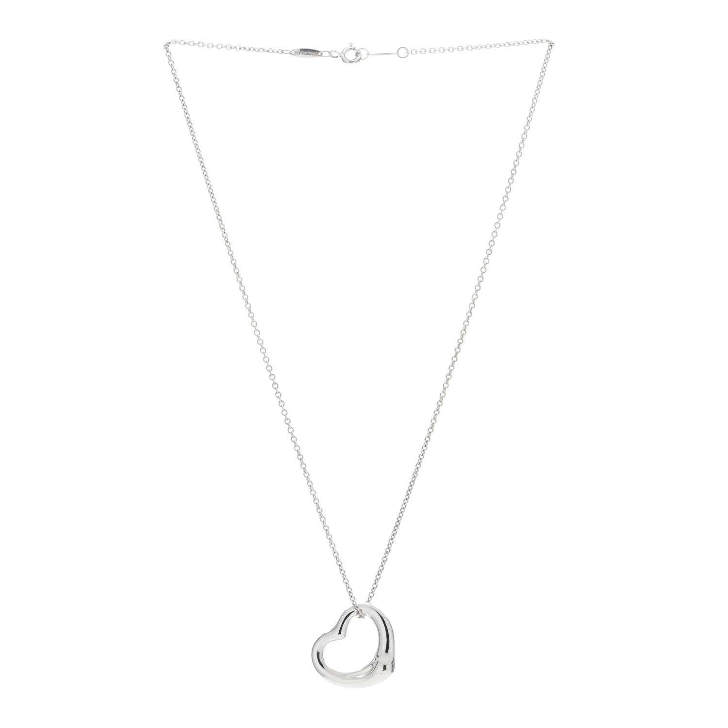 Tiffany Sterling Silver 22mm Elsa Peretti Open Heart Pendant Necklace 2 of 5