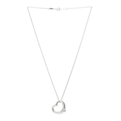 Tiffany Sterling Silver 22mm Elsa Peretti Open Heart Pendant Necklace 2 of 5