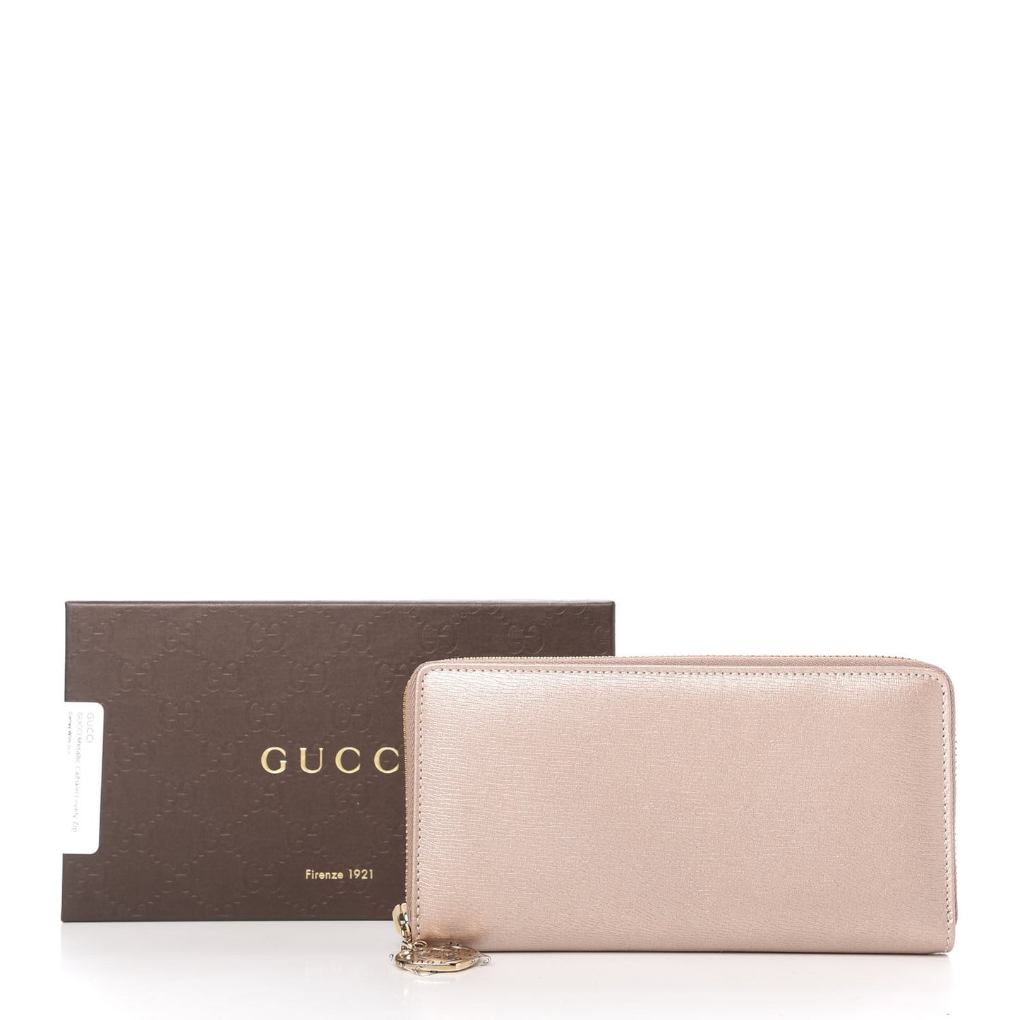 Metallic Shangai Calfskin Lovely Zip Around Wallet Dark Shell