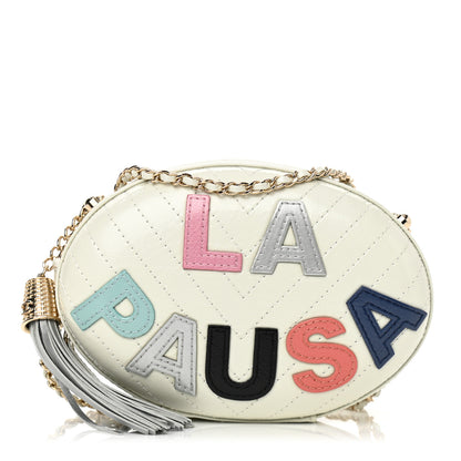 Chanel Embroidered Lambskin Chevron Quilted La Pausa Evening Bag White 1 of 10
