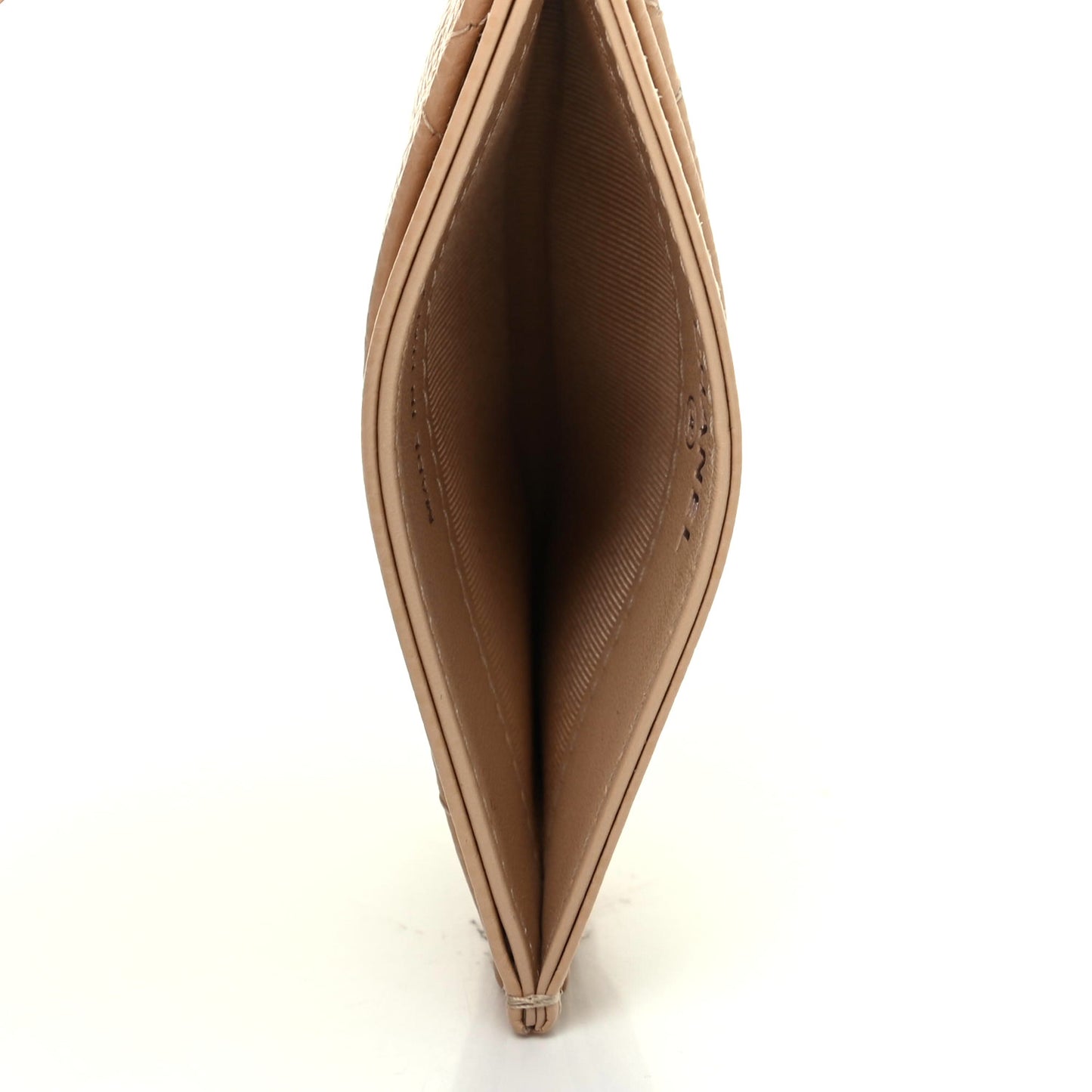 Caviar Quilted Card Holder Dark Beige