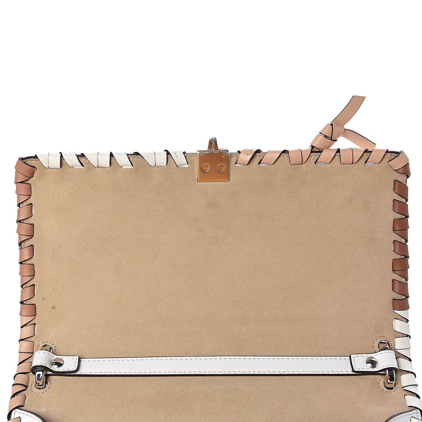 Vitello Liberty Whipstitch Bow Kan I Shoulder Bag White Ice Multicolor