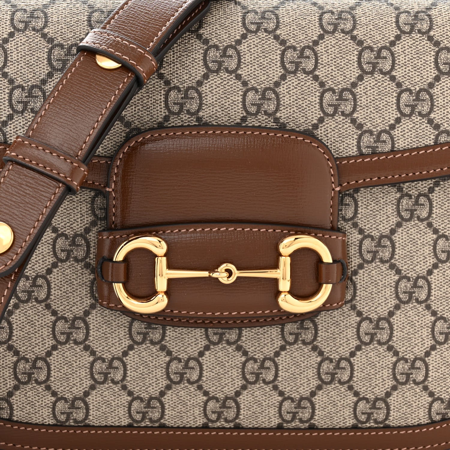 Gucci GG Supreme Monogram Horsebit 1955 Shoulder Bag Beige Brown Sugar 8 of 11