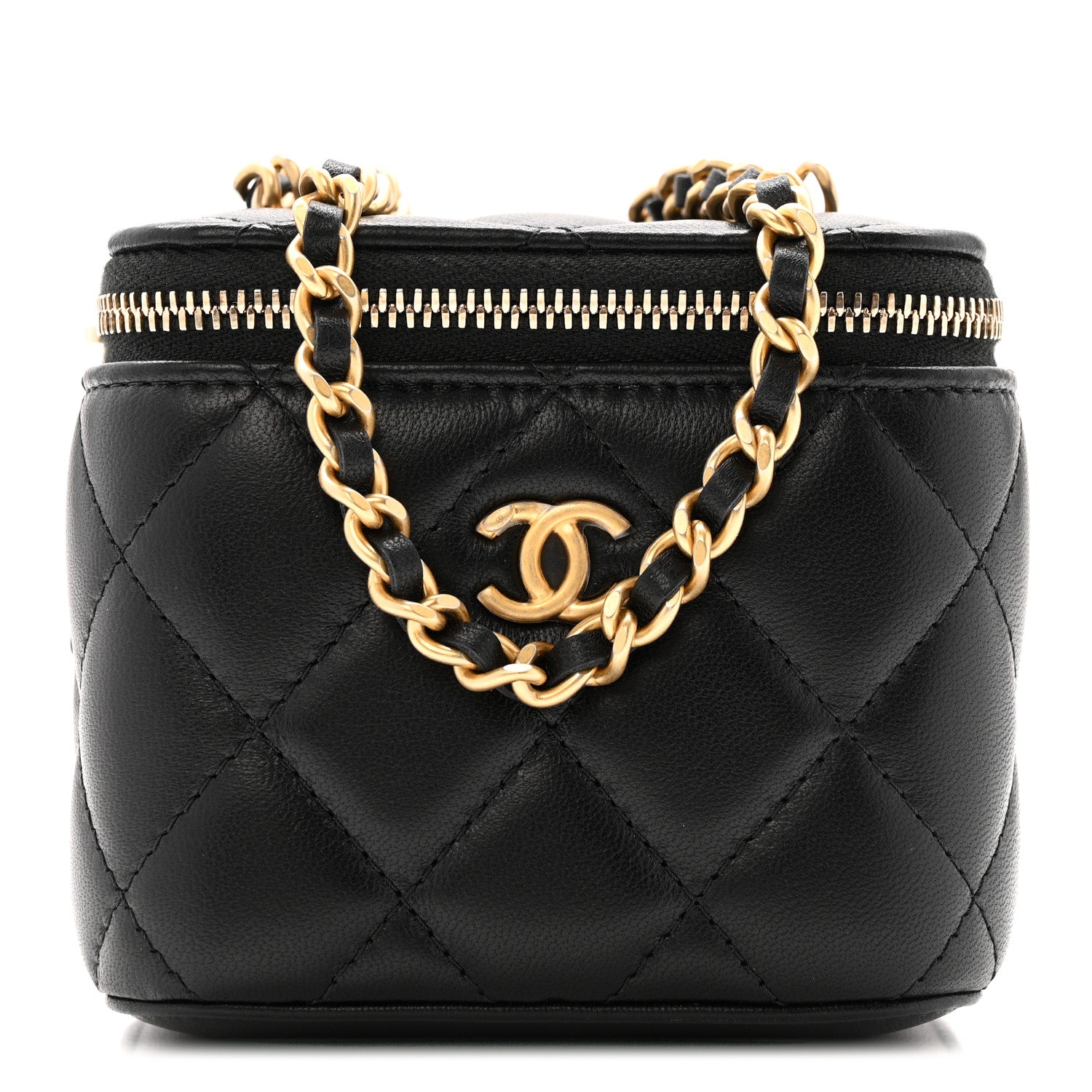 Chanel Lambskin Quilted Mini Pearl Crush Vanity Case With Chain Black 1 of 11