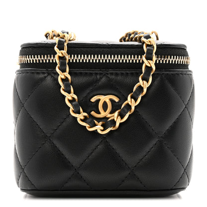 Chanel Lambskin Quilted Mini Pearl Crush Vanity Case With Chain Black 1 of 11