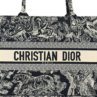 Christian Dior Canvas Embroidered Medium Toile De Jouy Reverse Book Tote Blue 8 of 13