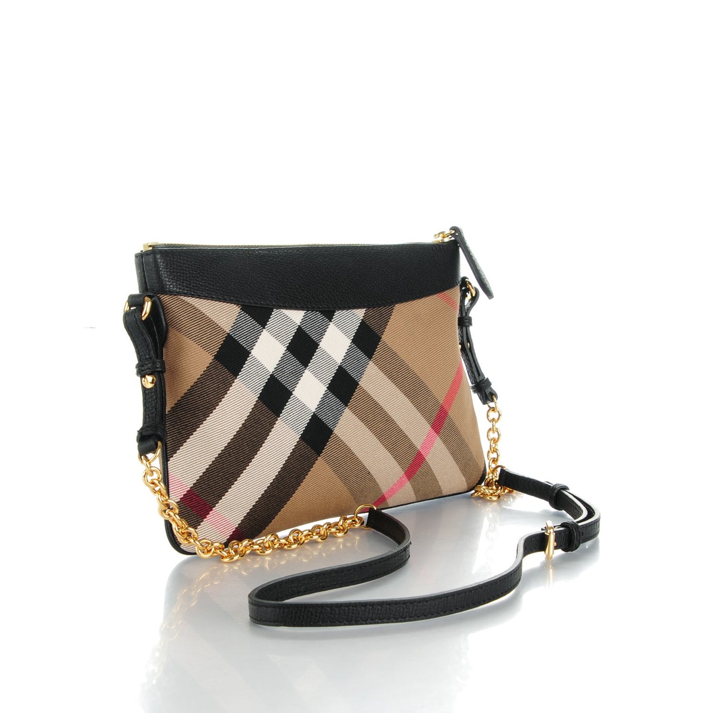 House Check Sequin Peyton Crossbody Clutch Bag Gold Black