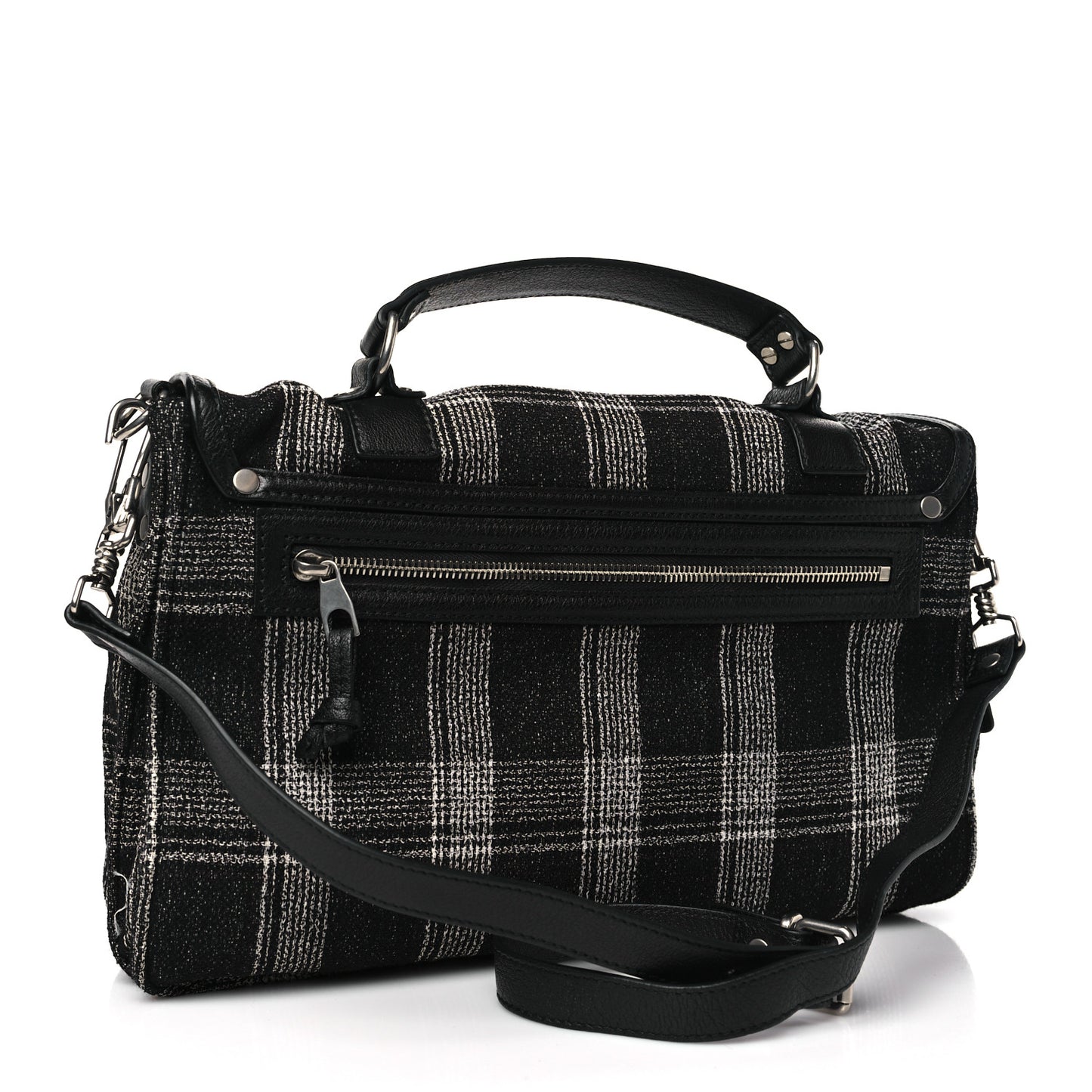 Tweed Medium PS1 Satchel Black White