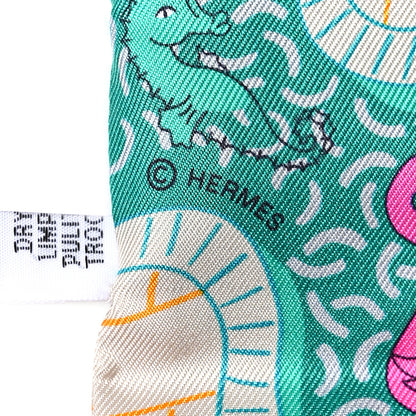Hermes Silk Splash Park Twilly Vert Jaune Multi 4 of 4