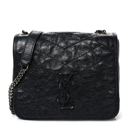Saint Laurent Crinkled Calfskin Matelasse Monogram Niki Chain Wallet Black 1 of 10