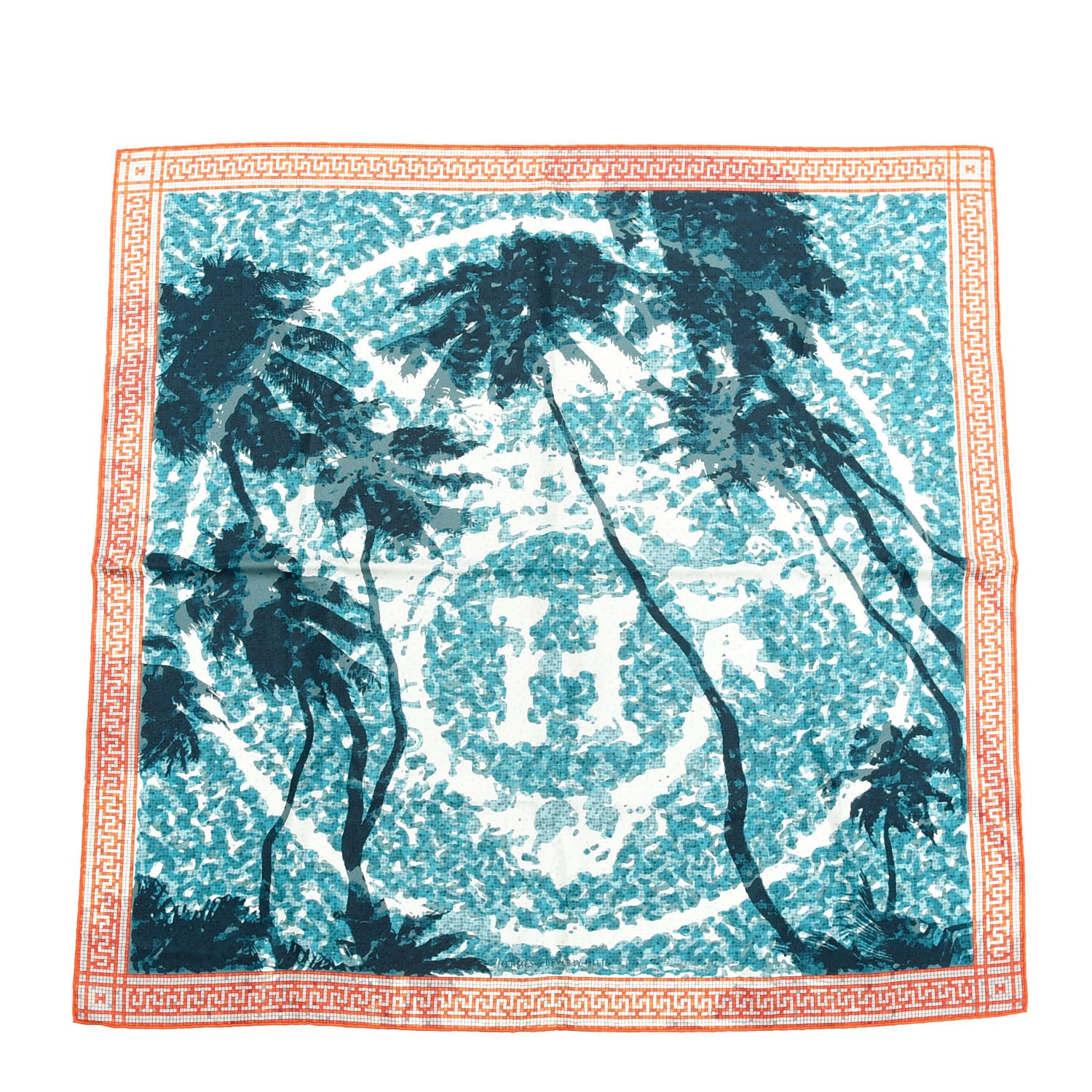 Hermes Silk A Beverly Hills Scarf 90 Orange Bleu Blanc 1 of 3