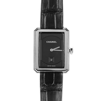 Chanel Stainless Steel Alligator 26mm Boy-Friend Quartz Watch Black 1 of 10