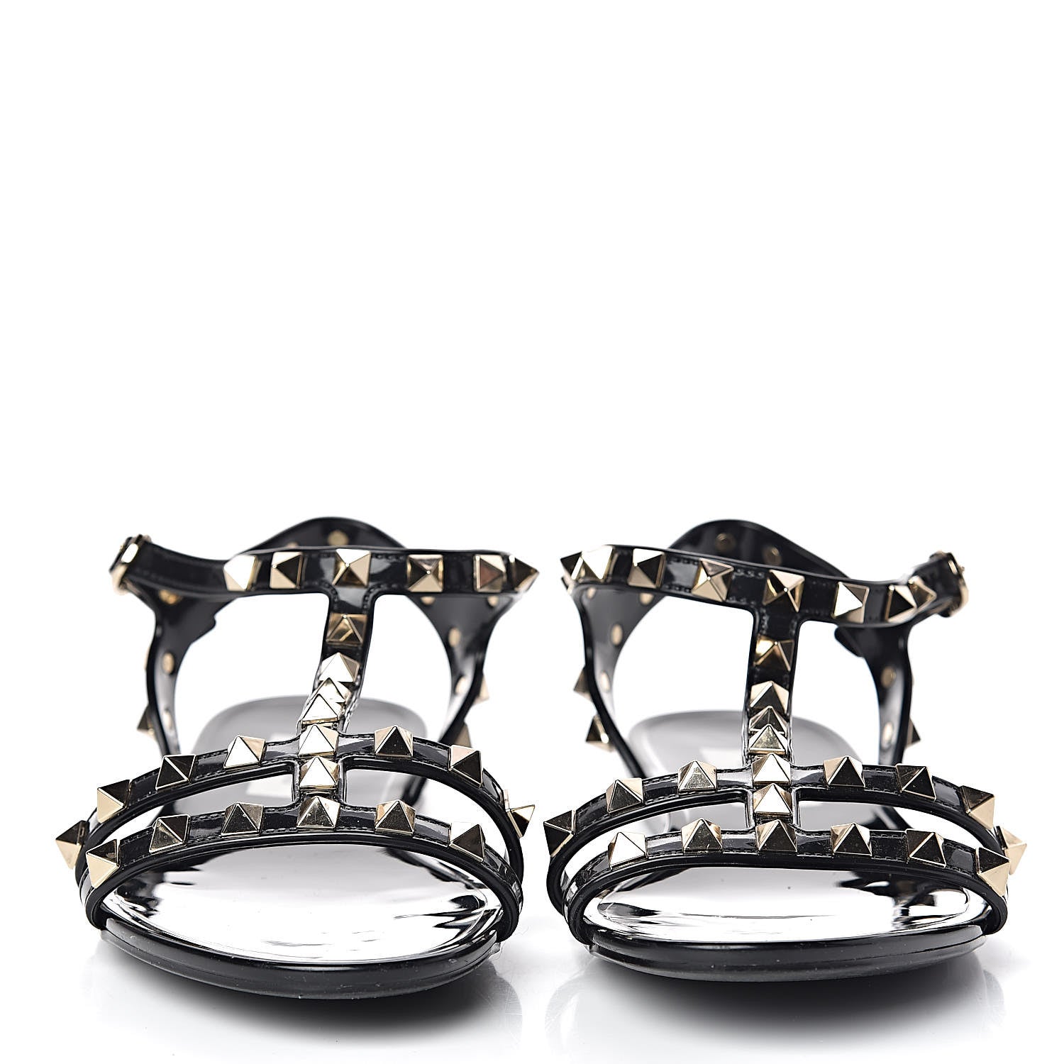 Valentino Garavani PVC Jelly Rockstud Caged Sandals 35 Black 2 of 13