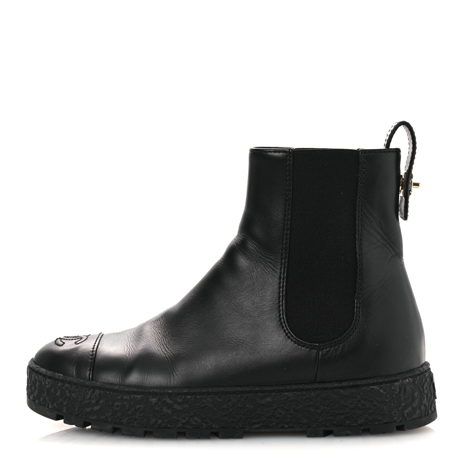 Chanel Calfskin Cap Toe CC Ankle Boots 38 Black 1 of 12
