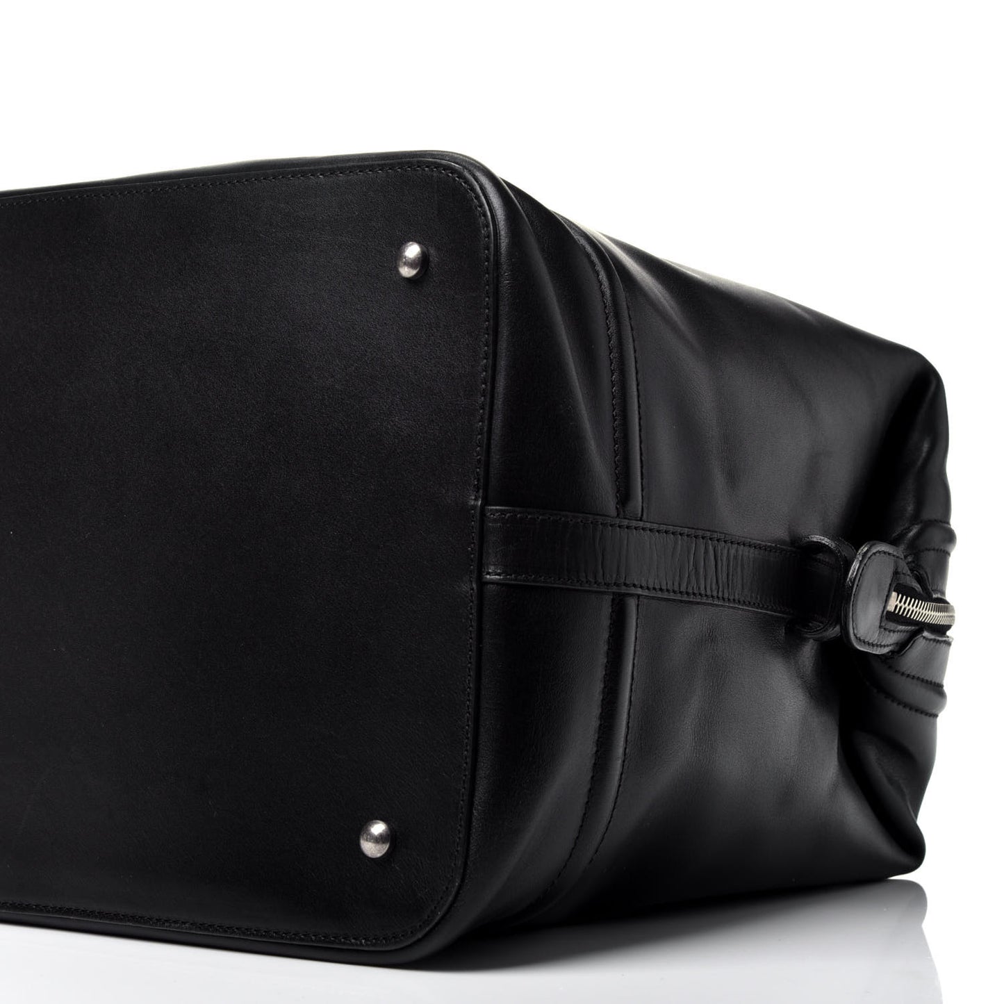 Smooth Calfskin Country Ride Bowler Tote Black