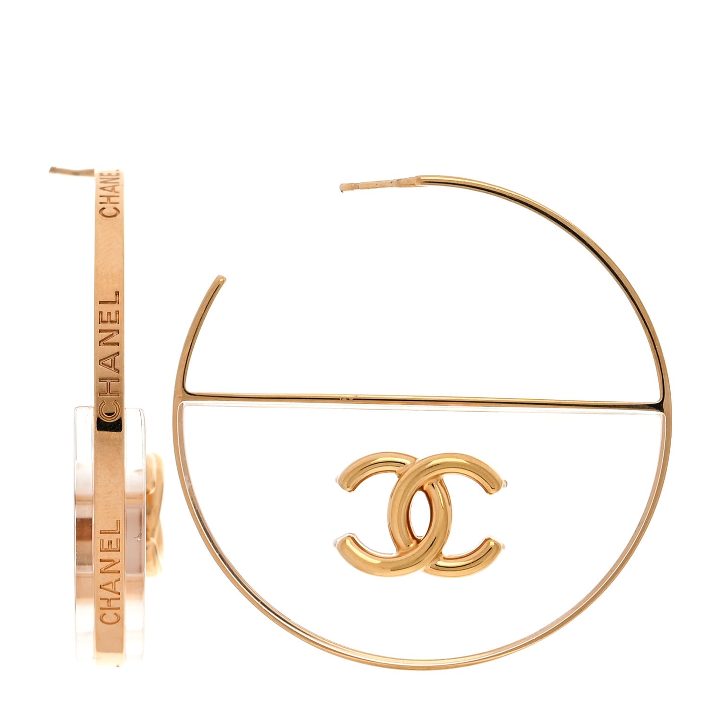 Metal Lucite CC Hoop Earrings