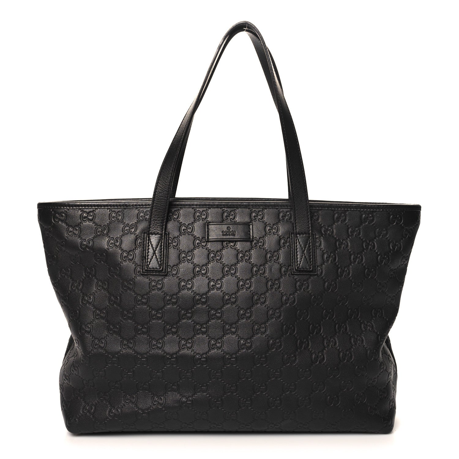 Gucci Guccissima Medium Zippered Shopping Tote Black 1 of 10