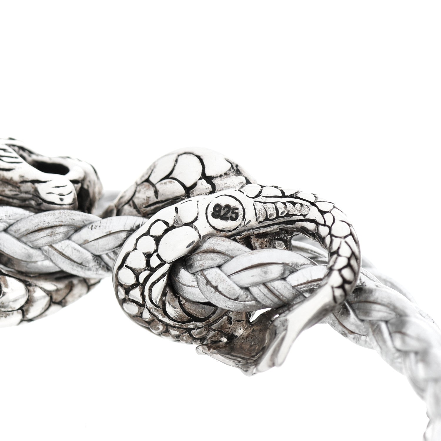 John Hardy Sterling Silver Leather Naga Dragon Triple Wrap Bracelet Silver 3 of 5