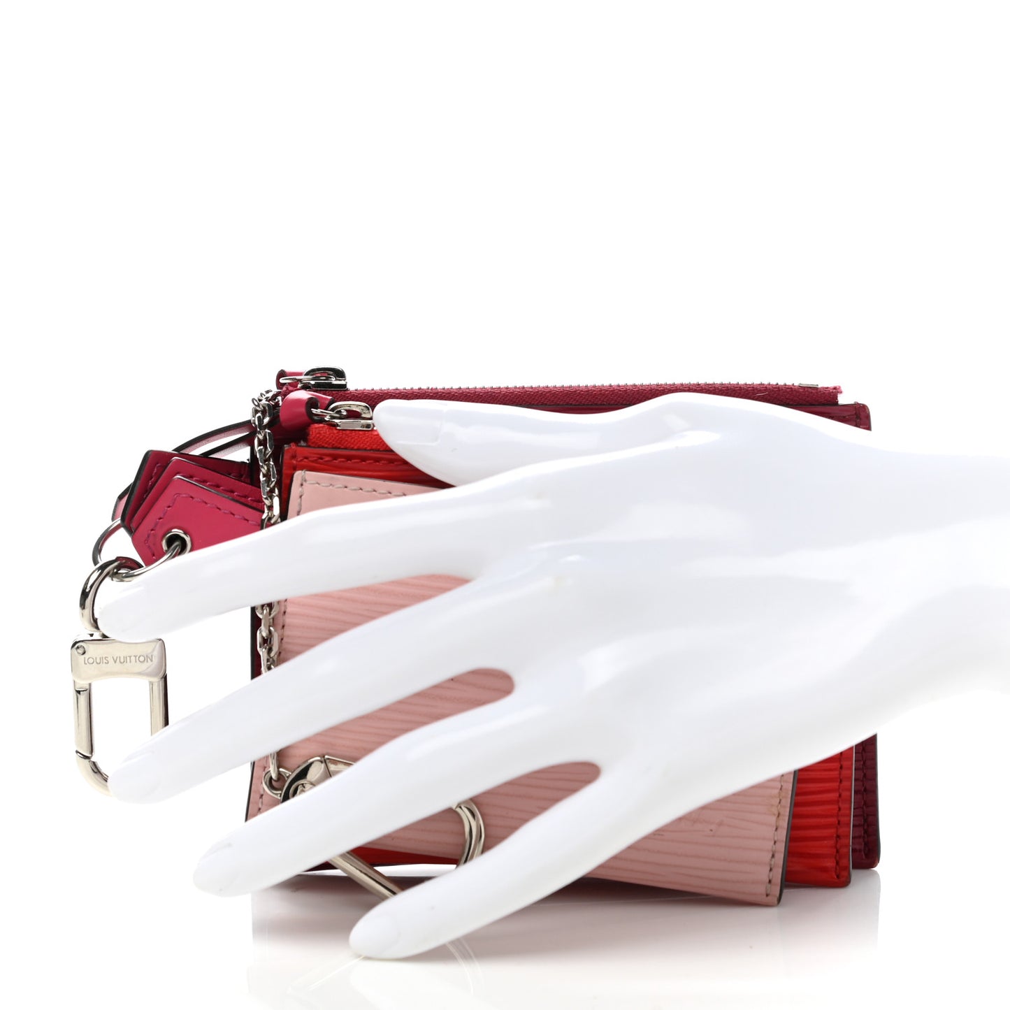 Epi Trio Card Case Wallet Rose Ballerine Rouge Fuchsia