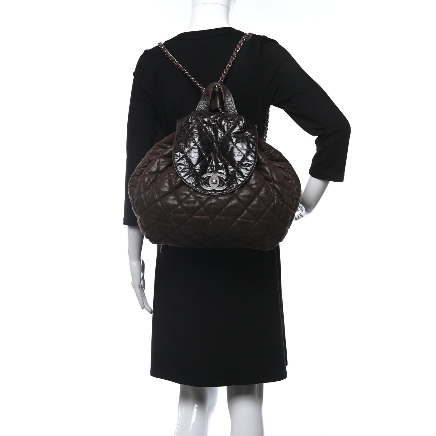 Iridescent Calfskin Quilted In The Mix Backpack Brown
