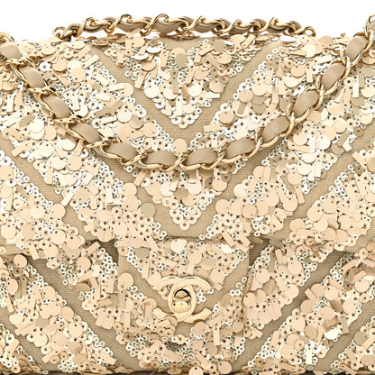 Chanel Sequins Chevron Medium Flap Gold 8 of 11