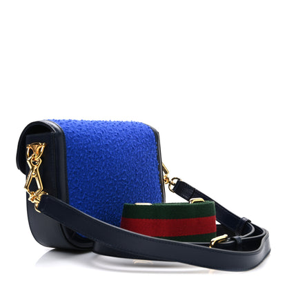 Gucci Casy Wool Azalea Calfskin Mini Horsebit 1955 Shoulder Bag Blue China 3 of 10