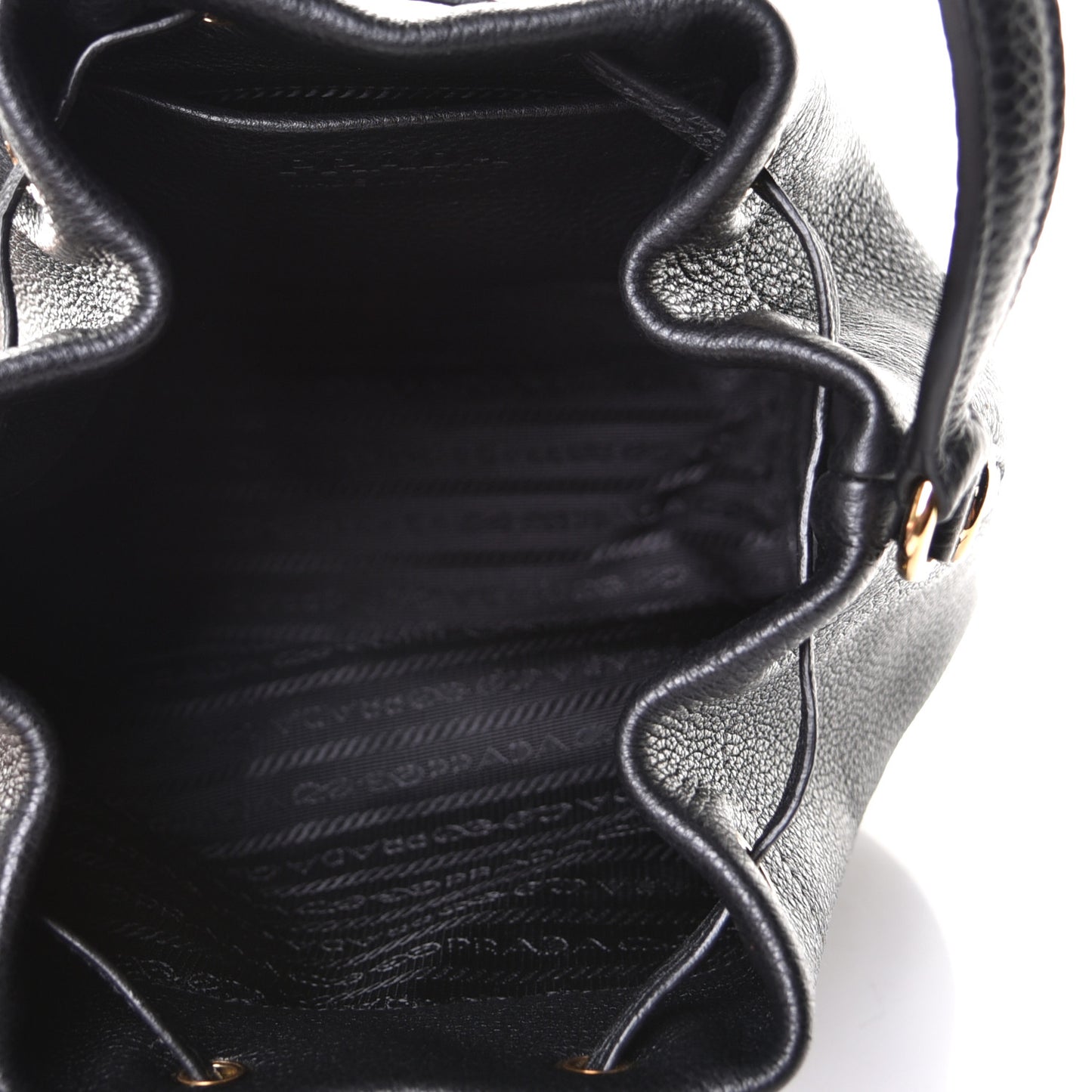 Vitello Daino Soft Logo Drawstring Bucket Black