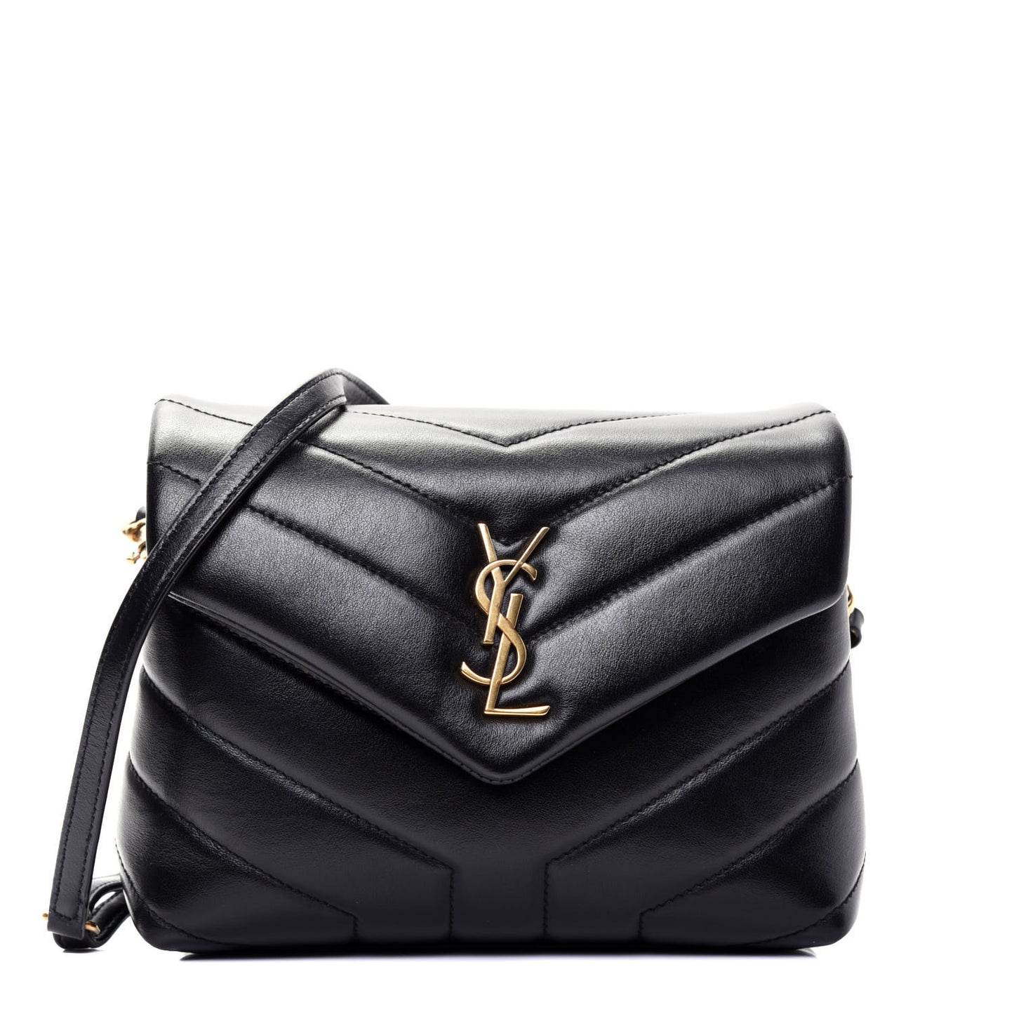 Calfskin Y Quilted Monogram Toy Loulou Crossbody Bag Black