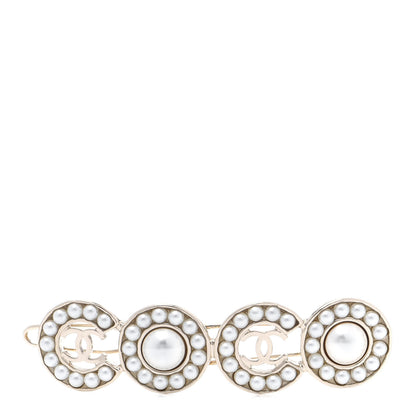 Chanel Pearl Coco Hair Clip Barrette Gold 1 of 6