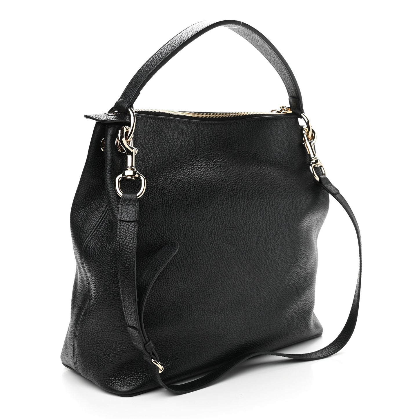 Pebbled Calfskin Large Soho Hobo Black