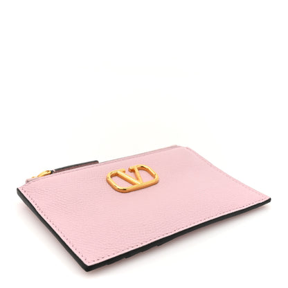 Valentino Garavani Grained Calfskin VLogo Coin Case Card Holder Cipria 4 of 7