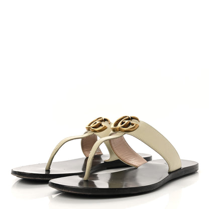 Gucci Calfskin GG Marmont Thong Sandals 36.5 Mystic White 3 of 12