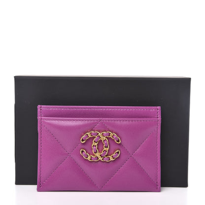 Chanel Shiny Goatskin Quilted 19 Card Holder Purple 9 of 9