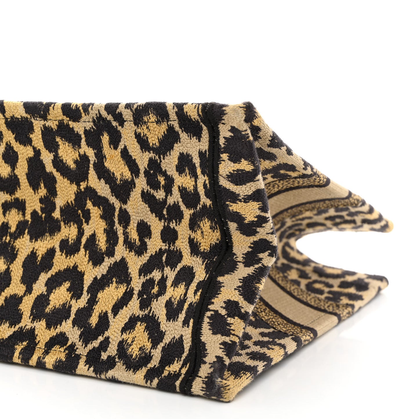 Canvas Mizza Embroidered Medium Leopard Book Tote Beige