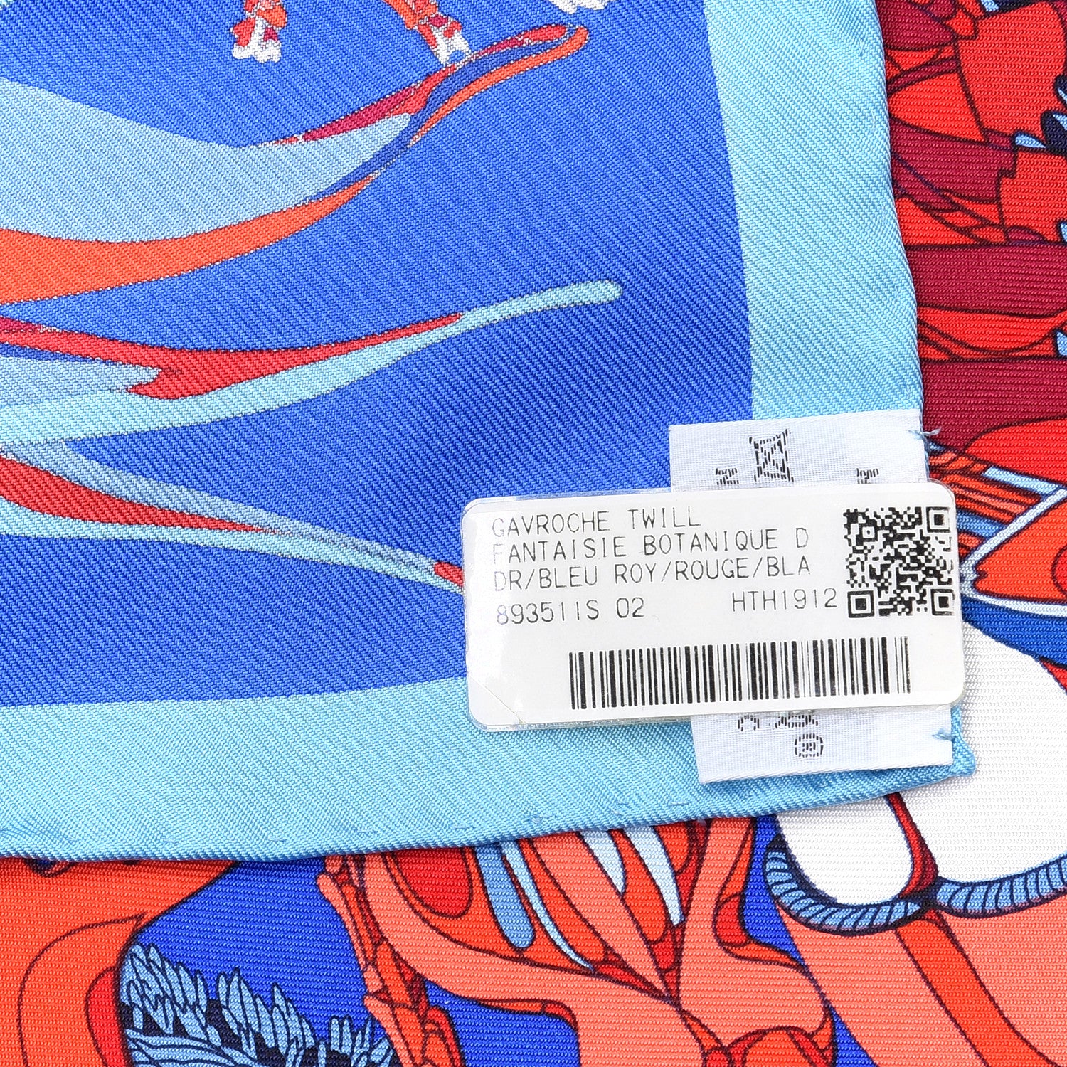 Hermes Silk Fantaisie Botanique Pocket Scarf 45 Bleu Royal Rouge White 4 of 4