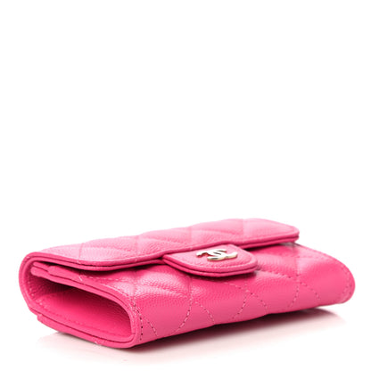 Chanel Caviar Quilted Flap Card Holder Wallet Dark Pink 4 of 12