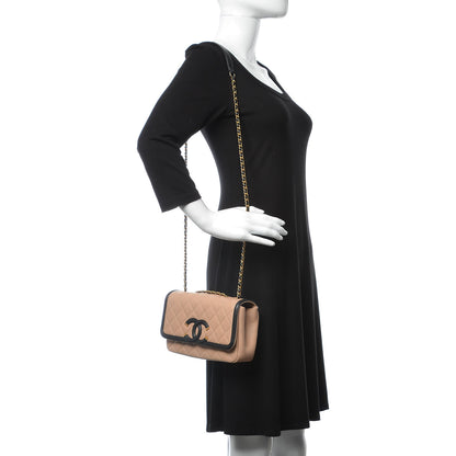 Chanel Caviar Quilted Small CC Filigree Flap Beige Black 2 of 8