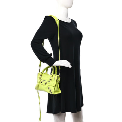Balenciaga Chevre Silver Metallic Edge Hardware Mini City Acid Green 2 of 9
