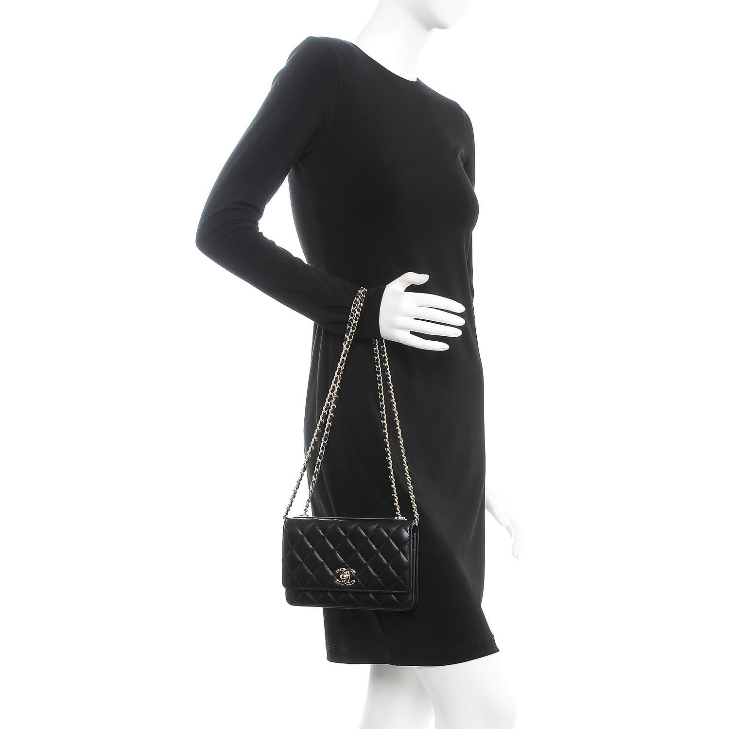 Chanel Lambskin Quilted Trendy CC Wallet On Chain WOC Black 3 of 11