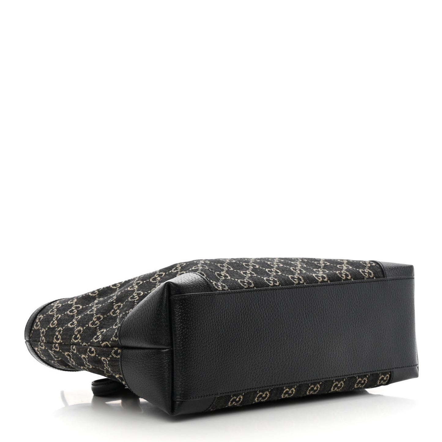 Jacquard Black Denim GG Monogram Medium Ophidia Shopping Tote Black Ivory