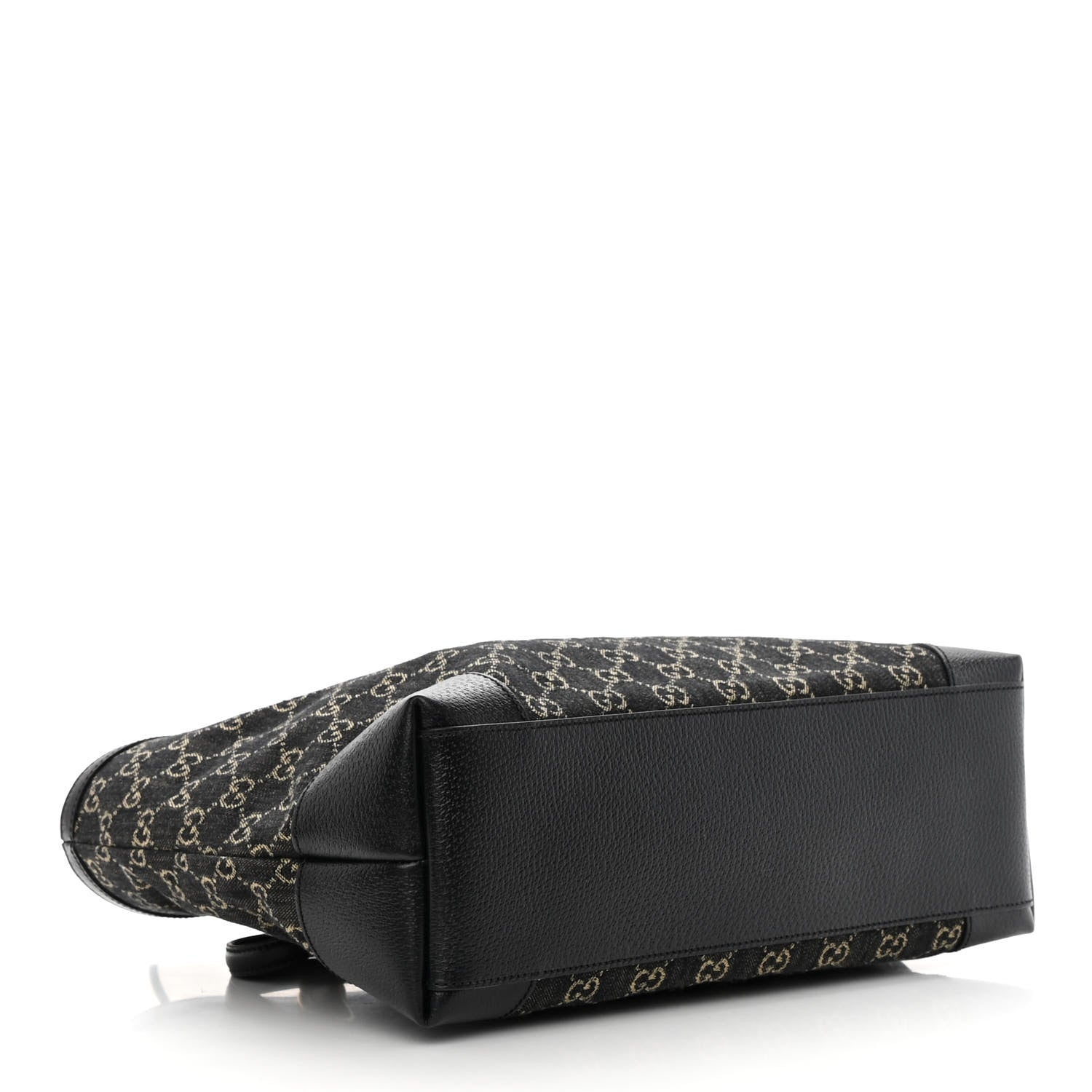 Gucci Jacquard Black Denim GG Monogram Medium Ophidia Shopping Tote Black Ivory 4 of 10