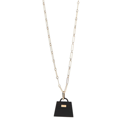 Hermes Permabrass Buffalo Horn Large Amulette Kelly Pendant Necklace 1 of 6