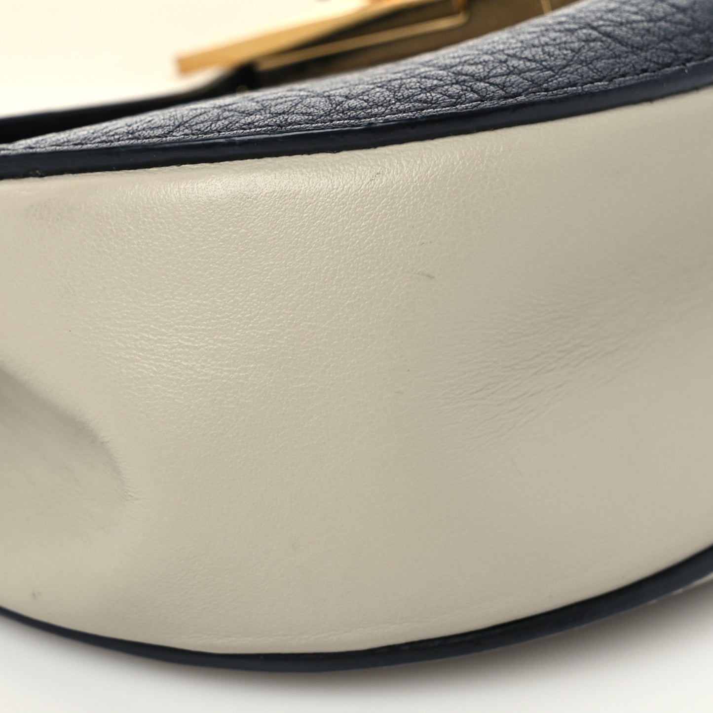 Grained Calfskin Lambskin Mini Bi-Color Drew Shoulder Bag Black Powder Beige